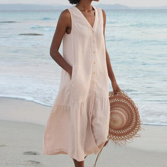 Casual Summer Dress - Liora-Khaki-S-State of Style