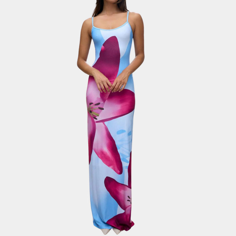 Casual Summer Dress with Figure Accent – Lucine-Light blue-S-State of Style