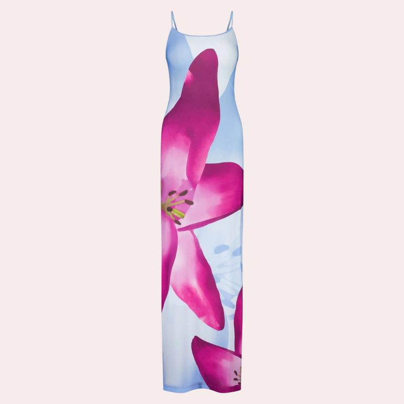 Casual Summer Dress with Figure Accent – Lucine-Light blue-S-State of Style