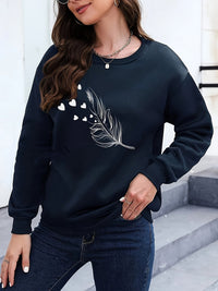 Casual Sweatshirt with Feather Print - Marisa-Black-S-State of Style