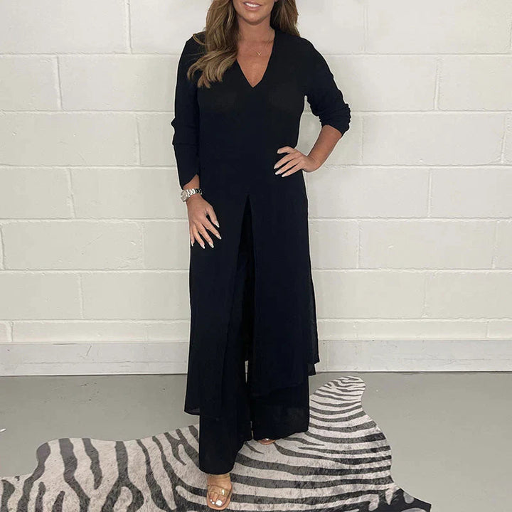 Casual Two-Piece Leisure Suit for Women - Nova-Black-S-State of Style