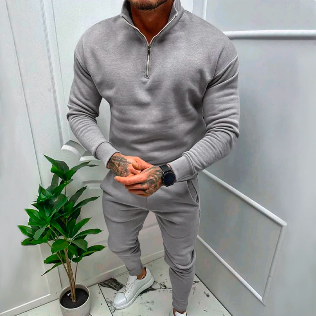 Casual Two-Piece Men's Set - Jasper-Grey-S-State of Style