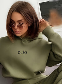 Casual Two-Piece Set with Stylish Letter Print - Elvira-Army Green-S-State of Style