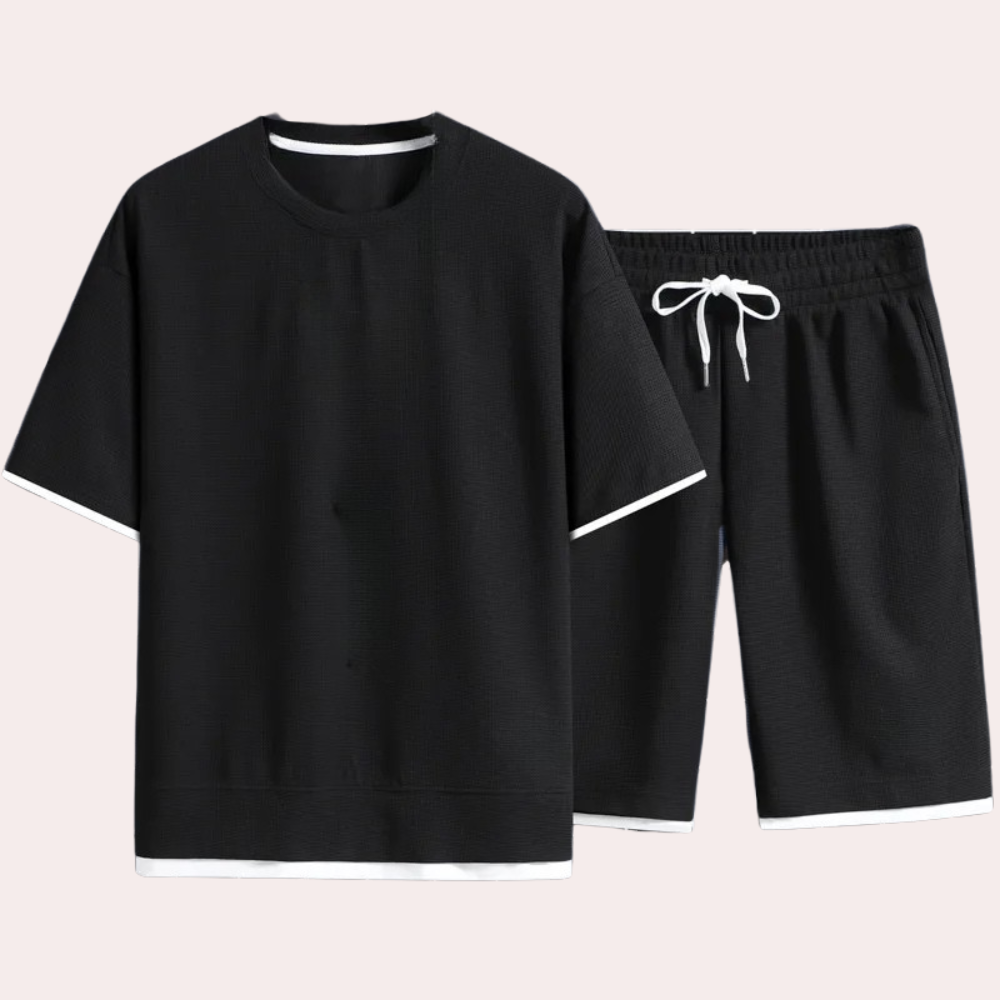 Casual Two-Piece Summer Set for Men - Jules-Black-S-State of Style