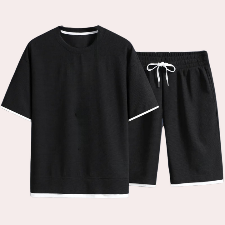 Casual Two-Piece Summer Set for Men - Jules-Black-S-State of Style