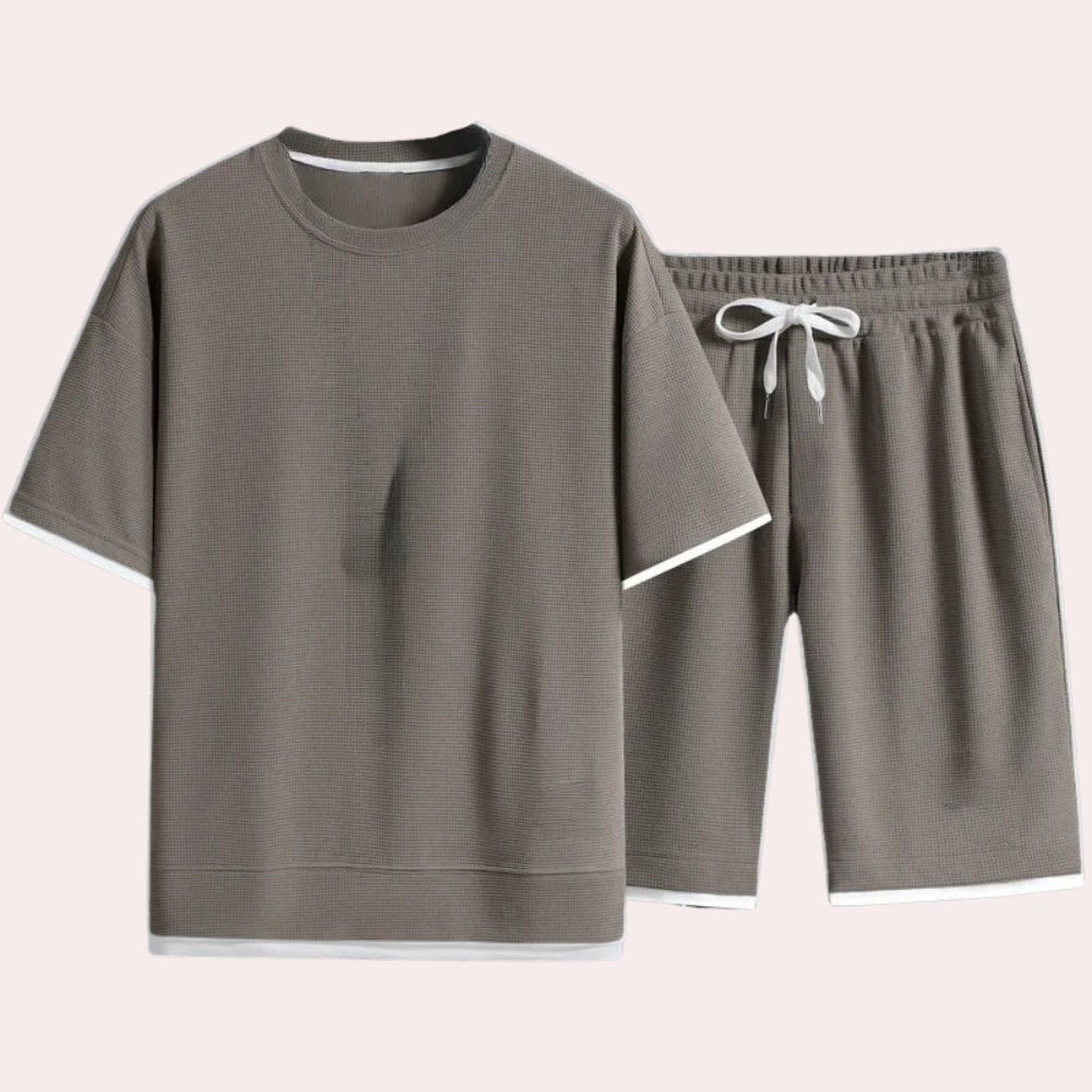 Casual Two-Piece Summer Set for Men - Jules-Khaki-S-State of Style
