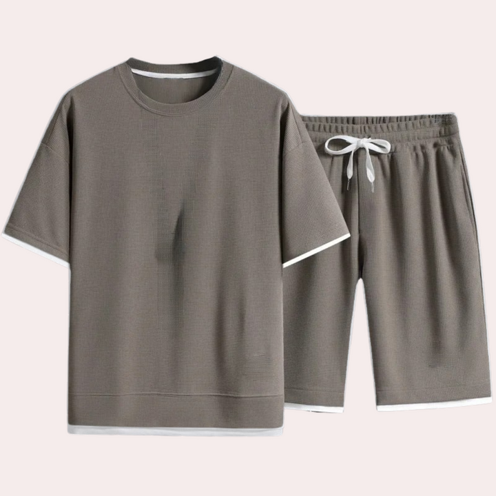 Casual Two-Piece Summer Set for Men - Jules-Khaki-S-State of Style