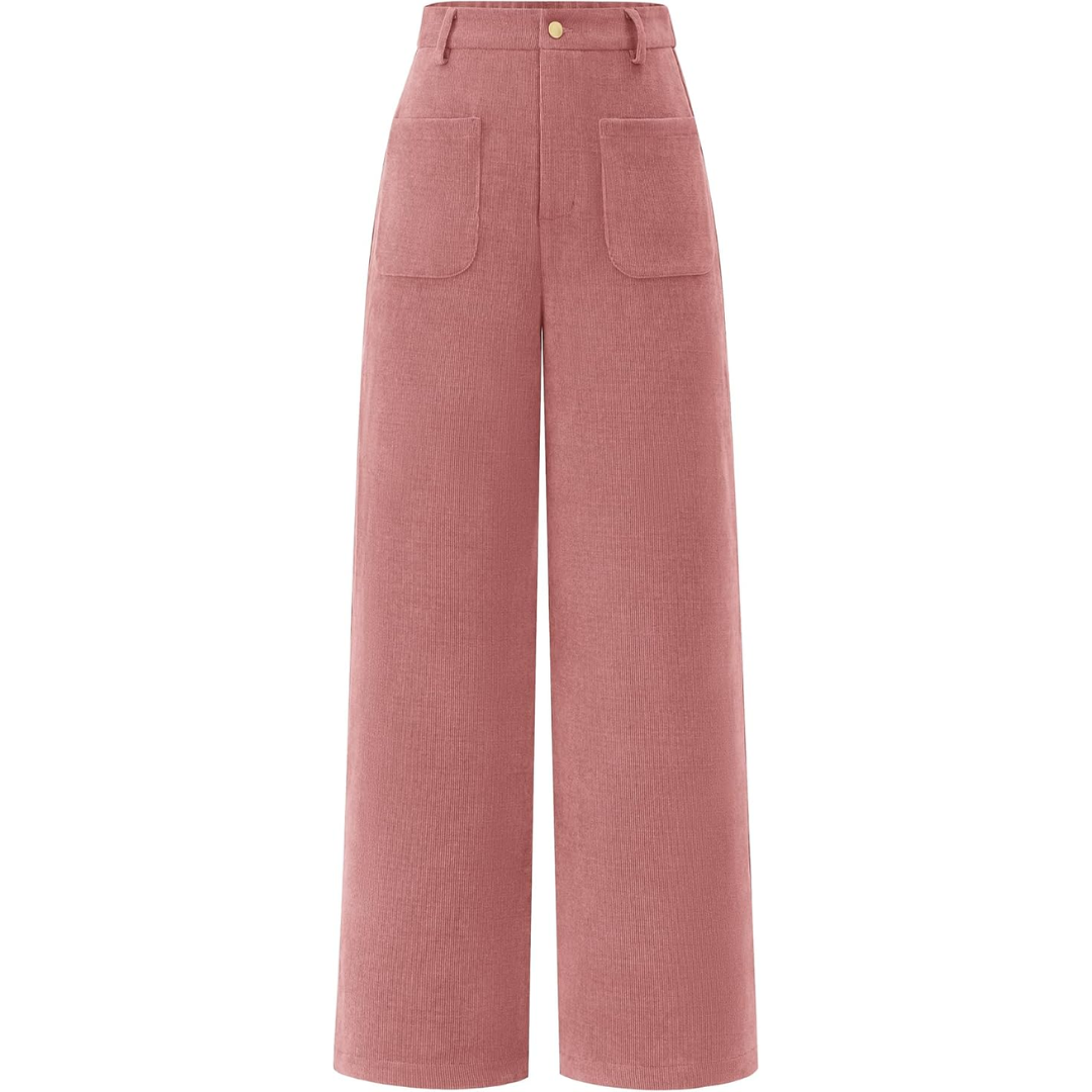 Casual Wide Palazzo Trousers with High Waist and Pockets - Clarissa-Pink-XS-State of Style