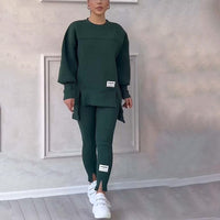Casual Women's Set of Sweatshirt and Leggings - Elena-Green-S-State of Style