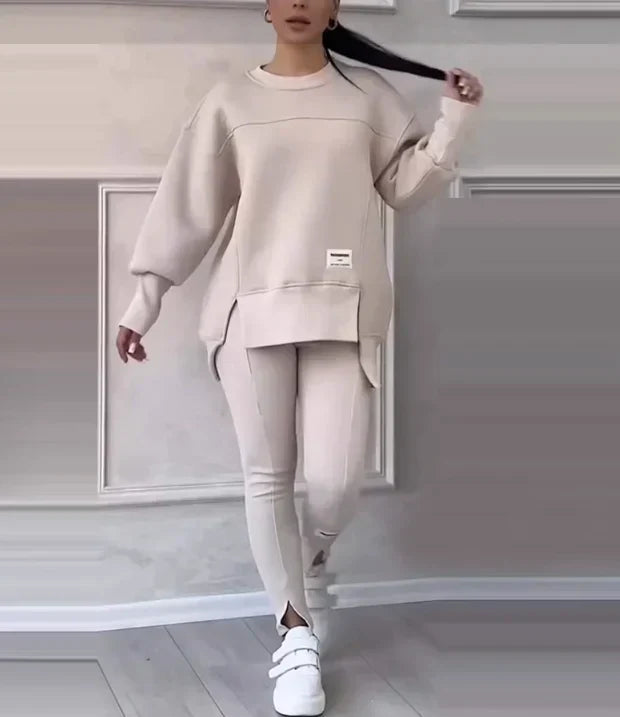 Casual Women's Sweatshirt and Legging Set - Elena-White-S-State of Style