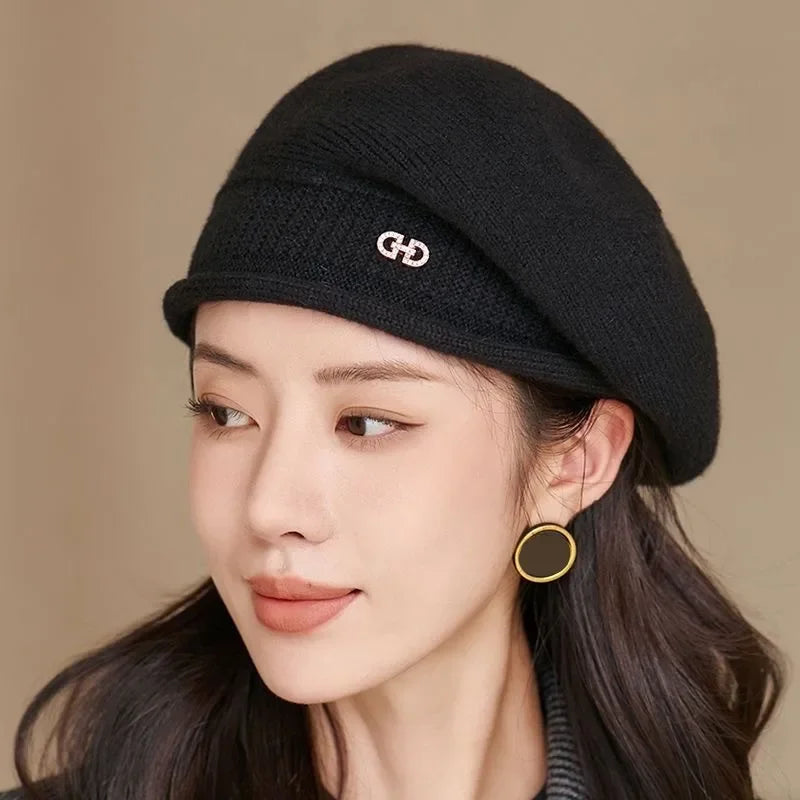 Casual Woollen Women's Beret - Diana-Black-State of Style