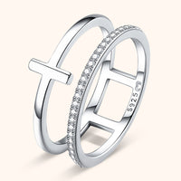 Celeste Ring – Stylish Double Cross Design-Silver-5-State of Style