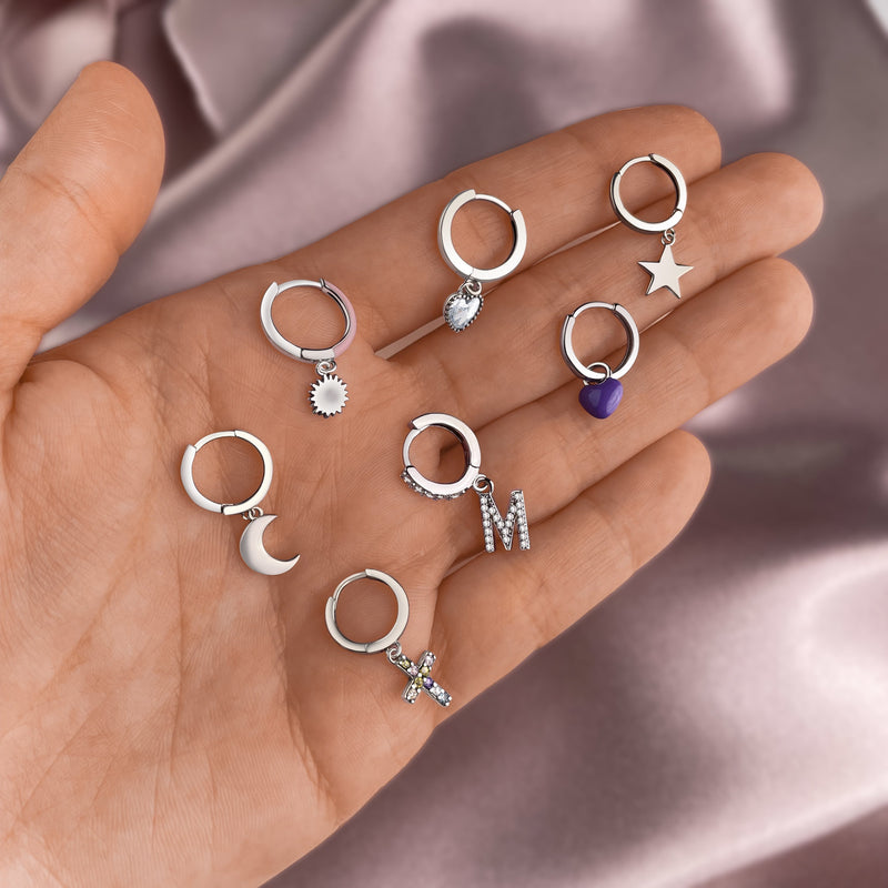 Celina Crystal Heart Earrings-Silver-State of Style