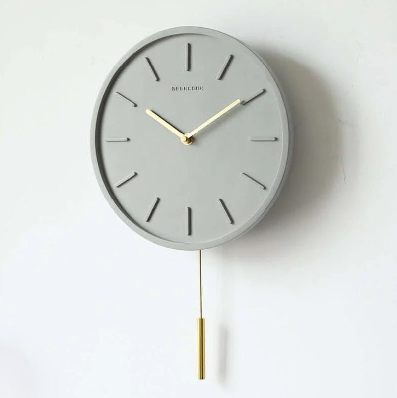 Cement Wall Clock with Metal Pendulum - Tundra-Style B-State of Style