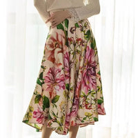 Charlotte Traditional Skirt – Vintage High-Waisted Floral Midi Skirt-S-State of Style