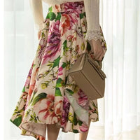 Charlotte Traditional Skirt – Vintage High-Waisted Floral Midi Skirt-S-State of Style
