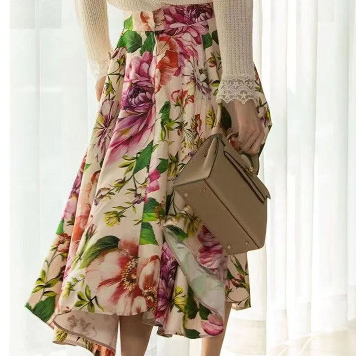 Charlotte Traditional Skirt – Vintage High-Waisted Floral Midi Skirt-S-State of Style
