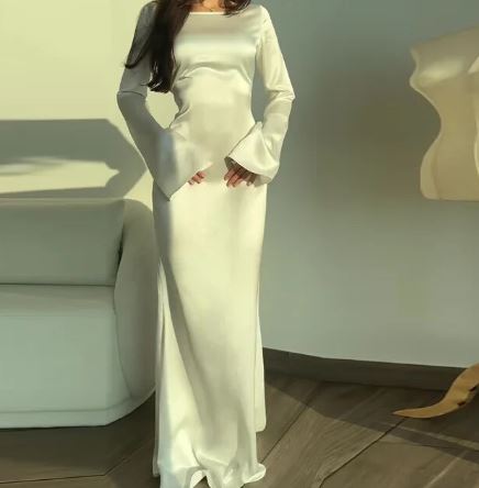 Charming Long Dress with Long Sleeves - Nila-White-S-State of Style