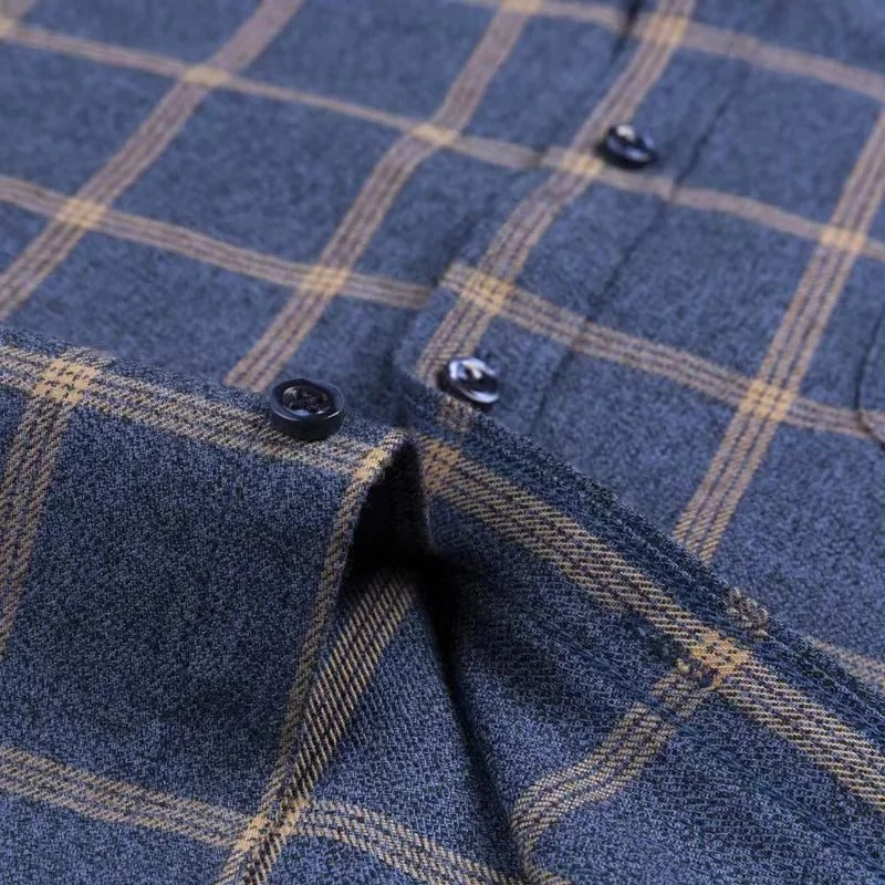 Checked Cotton Shirt - Victor-Dark Blue-XS-State of Style