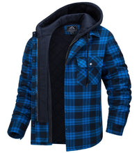 Checked Men's Hoodie with Warm Lining - Ethan-Black - Blue-S-State of Style
