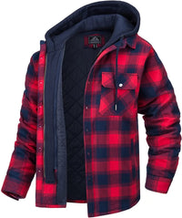 Checked Men's Hoodie with Warm Lining - Ethan-Red-S-State of Style