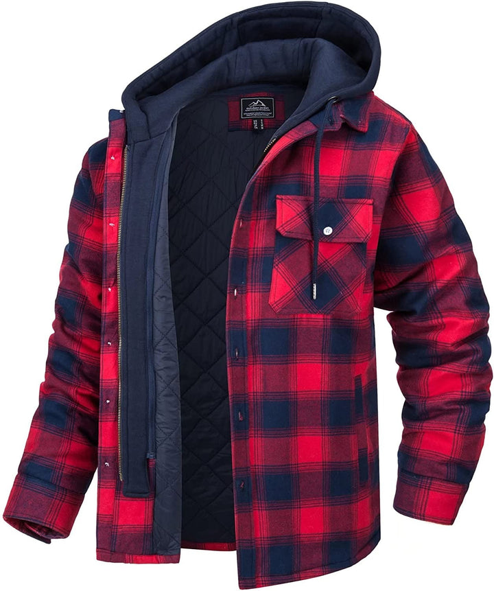 Checked Men's Hoodie with Warm Lining - Ethan-Red-S-State of Style