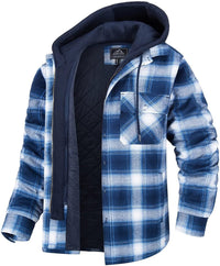 Checked Men's Hoodie with Warm Lining - Ethan-White - Light Blue-S-State of Style