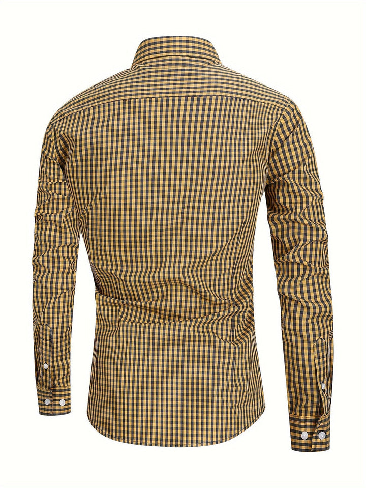 Checked Men’s Shirt with Comfortable Fit - Jules-Dark blue-XS-State of Style