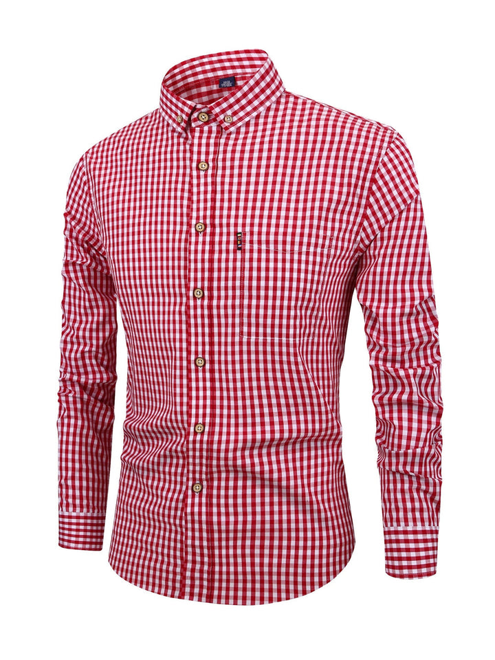 Checked Men’s Shirt with Comfortable Fit - Jules-Red-XS-State of Style
