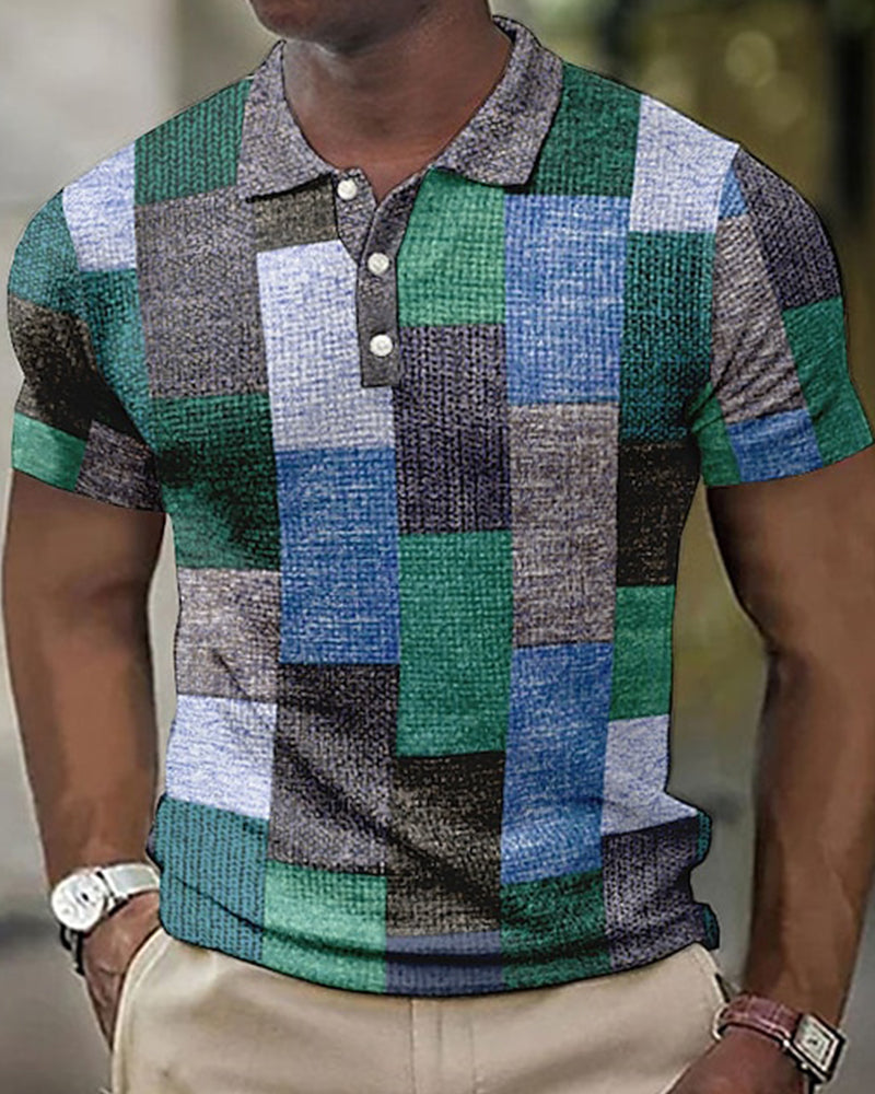 Checked Polo with Short Sleeves - Renaldo-Grey-S-State of Style