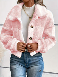 Checked Teddy Jacket with Button Closure - Clara-Pink-XS-State of Style