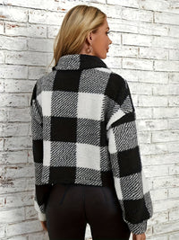 Checkered Teddy Coat with Button Closure – Clara-Brown-S-State of Style