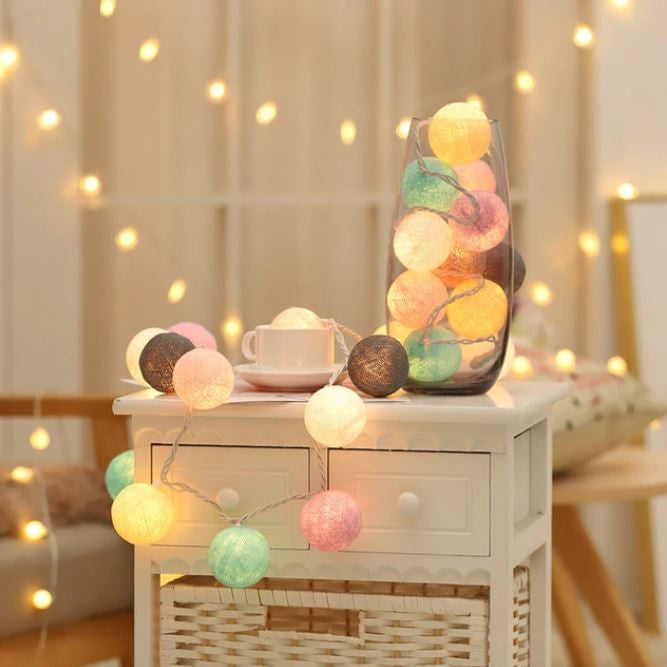 Cheerful Cotton Light-Up Ball Sling - LumiBall-Candy-150 cm - 10 lamps-USB-State of Style