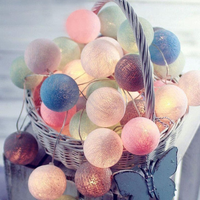 Cheerful Cotton Light-Up Ball Sling - LumiBall-Macaron-150 cm - 10 lamps-USB-State of Style