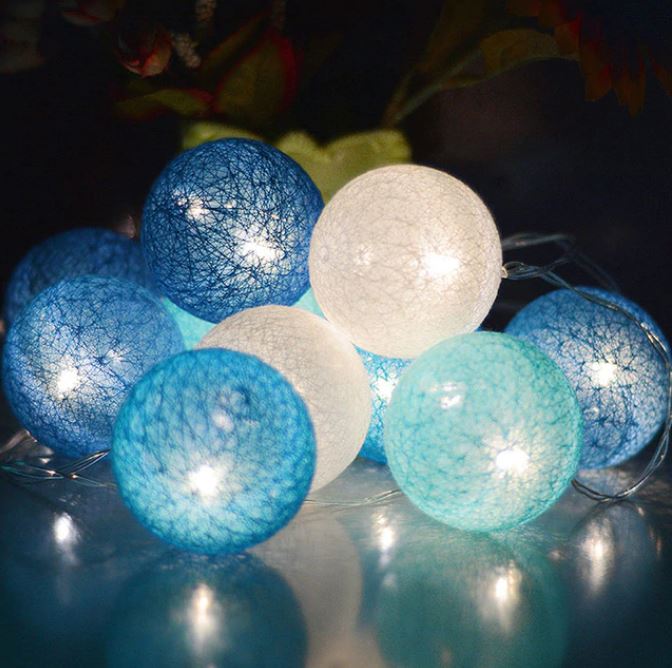 Cheerful Cotton Light-Up Ball Sling - LumiBall-Ocean blue-150 cm - 10 lamps-USB-State of Style