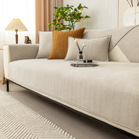 Chenille Bank Protector with Herringbone Structure – VeluraShield-Beige-70x70cm-State of Style