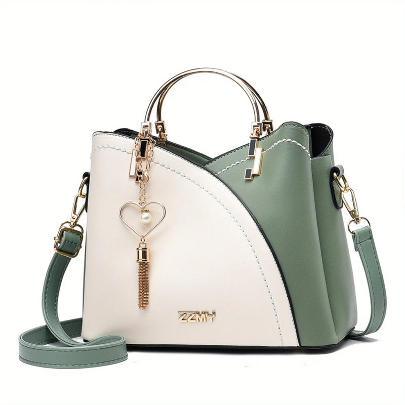 Chic Ladies Handbag - LuxeGrace-Green-White-State of Style