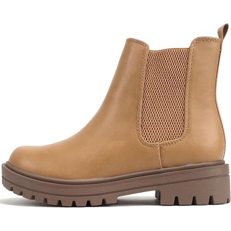Chic Low Heel Chelsea Ankle Boots - Kailey-Dark blonde PU-3.5-State of Style