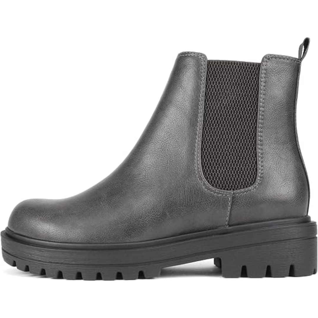 Chic Low Heel Chelsea Ankle Boots - Kailey-Dark grey PU-3.5-State of Style