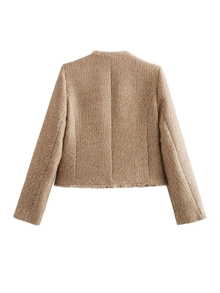 Chic Tweed Jacket with Gold Buttons - Evelyn-XS-State of Style