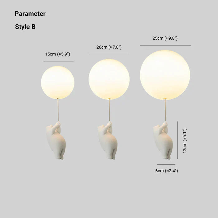 Children's Ceiling Lamp with Bear and Balloon - CloudBear-15 cm-A-Warm White-State of Style