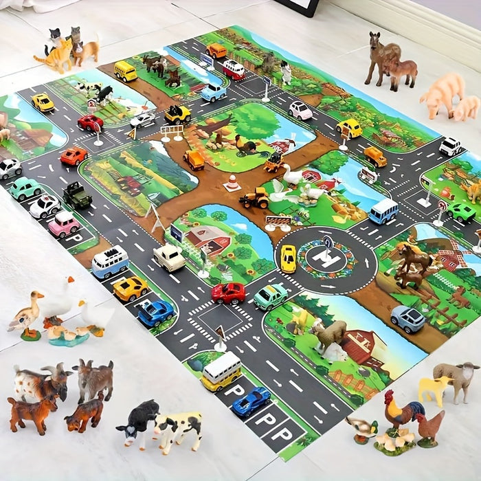 Children's Play Mat with Farm and Traffic Theme - DuoPlay-State of Style