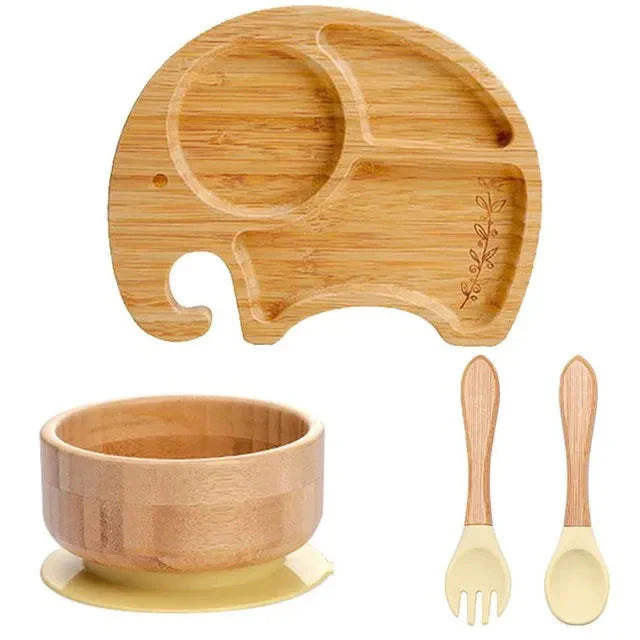 Children's Tableware Set with Suction Cup - EcoFeast-Elephant Yellow-State of Style