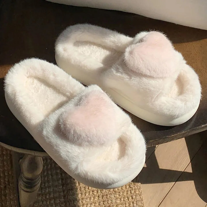 Chloe Heart Slippers | Fluffy and Warm-White-5.0-6.0-State of Style