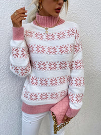 Christmas Pattern Sweater - Holly-Pink-S-State of Style