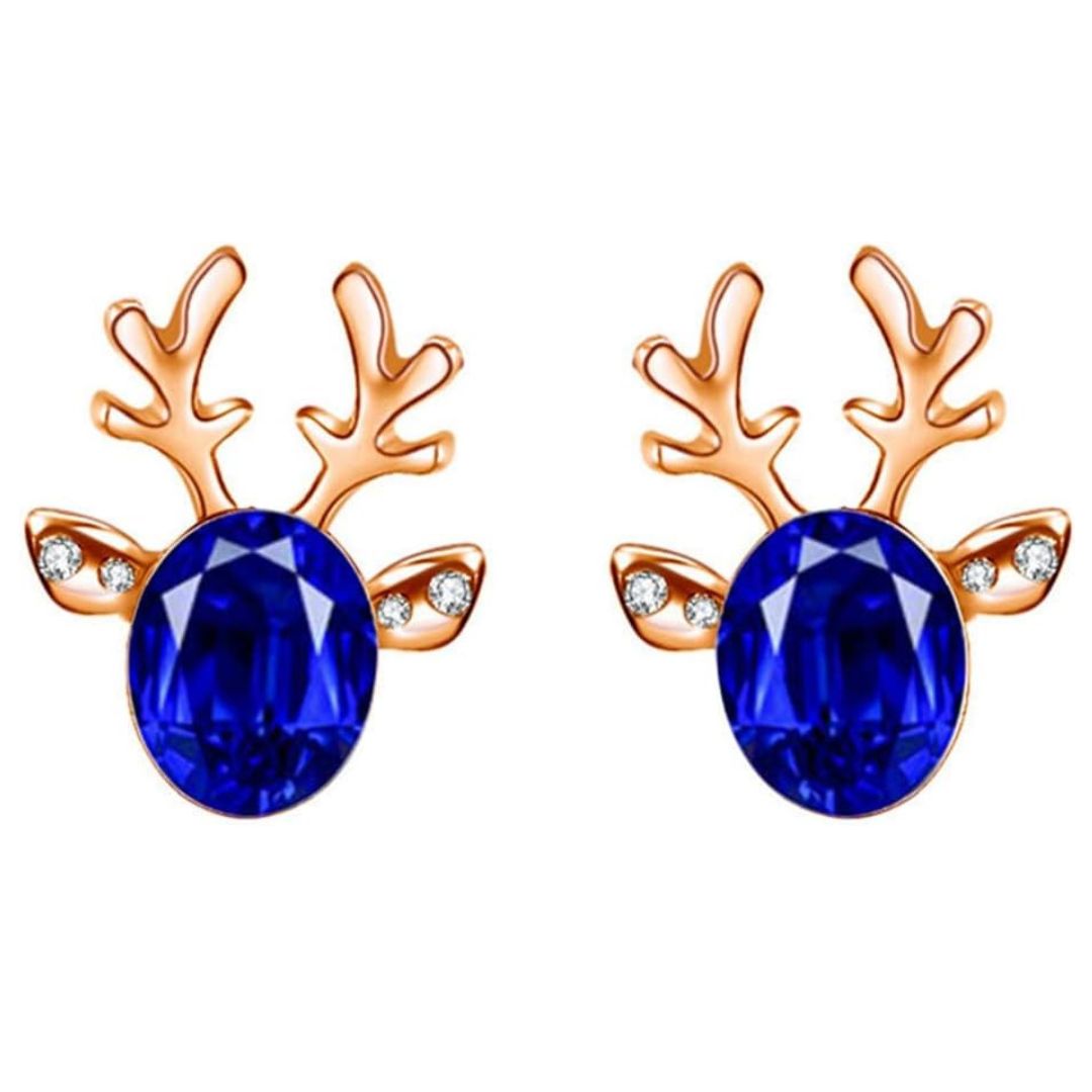 Christmas Reindeer Stud Earrings | Festive Women's Jewellery-BLUE GOLD-State of Style