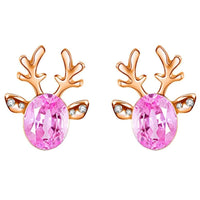 Christmas Reindeer Stud Earrings | Festive Women's Jewellery-PINK GOLD-State of Style