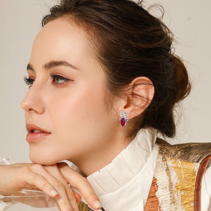 Christmas Reindeer Stud Earrings | Festive Women's Jewellery-RED GOLD-State of Style
