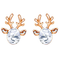 Christmas Reindeer Stud Earrings | Festive Women's Jewellery-WHITE GOLD-State of Style
