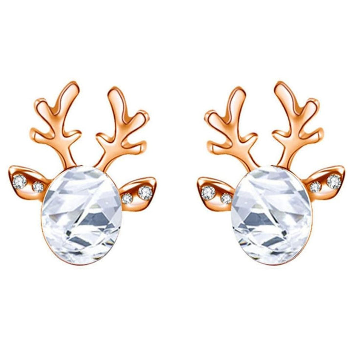 Christmas Reindeer Stud Earrings | Festive Women's Jewellery-WHITE GOLD-State of Style